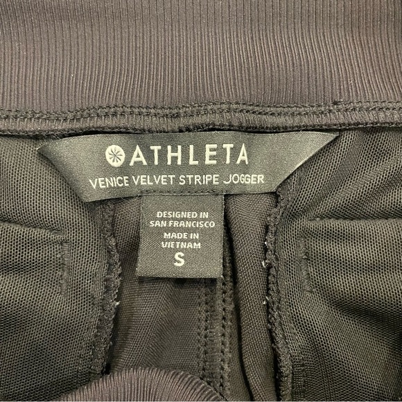 Women’s Athleta Venice Velvet Stripe Jogger Black Size Small - Picture 7 of 10